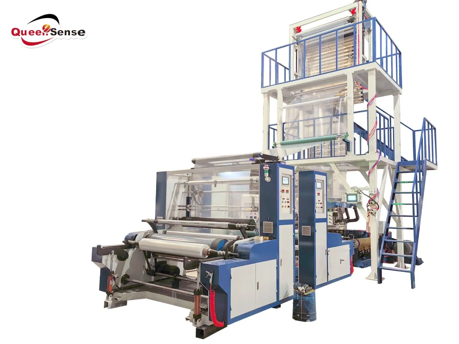 QS-Ab1200 Macchina per Soffiaggio di Film Plastico HDPE LDPE Automatica a Doppio Strato con Co-Estrusione e Ribobinatura
