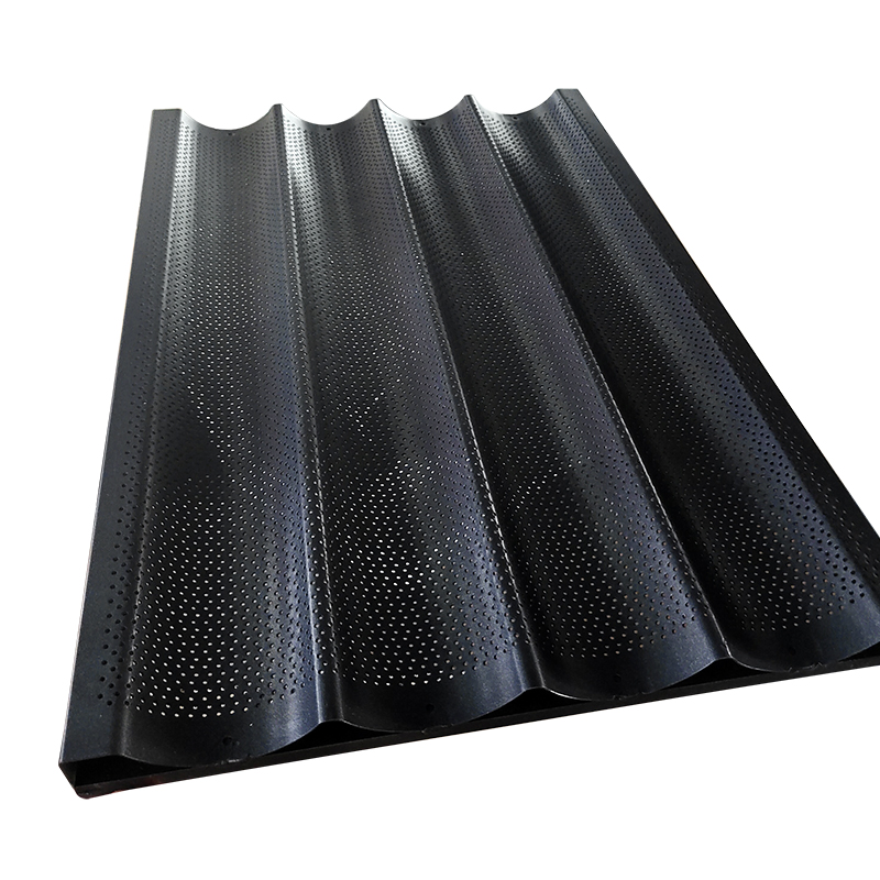 Commercial 4 Rows Aluminum Non-Stick Customized French Baguette Baking Tray