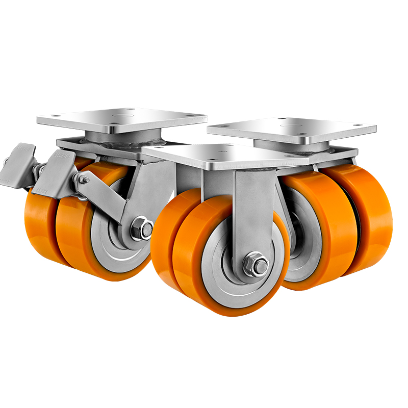 Industrial Wheel Caster 4/5/6/8/10/12 Inch Swivel Steel Core PU Twin Wheels